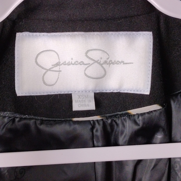 Jessica Simpson Black Gray Shawl Collar Long Sleeve Button Front Mid Len… - Picture 7 of 14